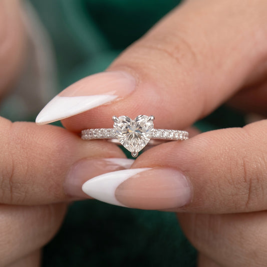 Heart Shaped Diamond Solitaire Ring in 14K White Gold