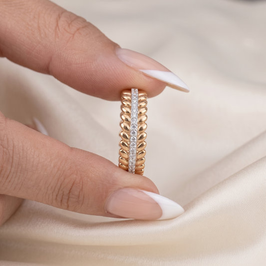 Diamond Leaf Motif Ring in 14K Yellow Gold