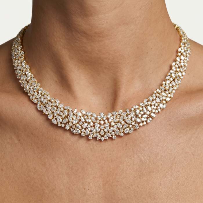Carat Diamond Cluster Necklace in 18K Gold
