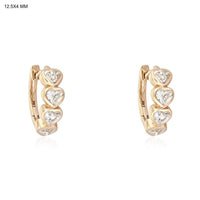 Heart Shape Diamond Huggie Earrings in 14K Yellow Gold