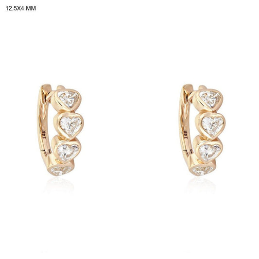 Heart Shape Diamond Huggie Earrings in 14K Yellow Gold