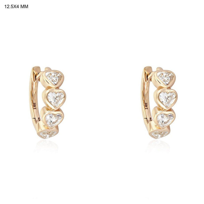Heart Shape Diamond Huggie Earrings in 14K Yellow Gold