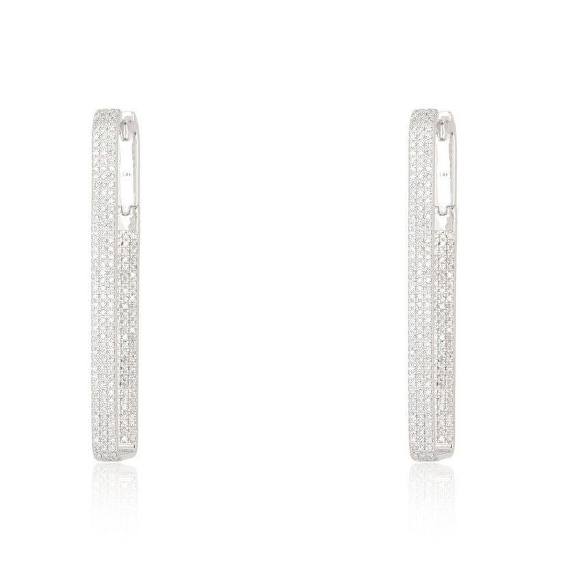Ornamental Diamond Drops Earrings in 14K White Gold