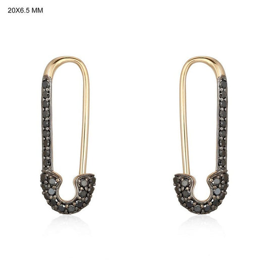 Vintage Clip Hoops Diamond Earrings in 14K Yellow Gold