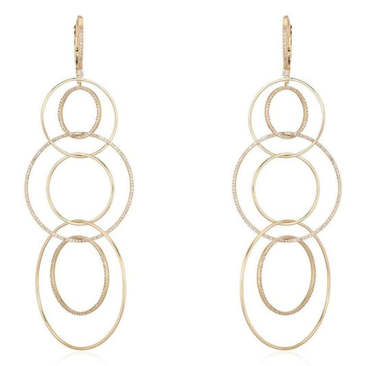 Multi Hoop Drop Earrings in 14K Yellow Gold