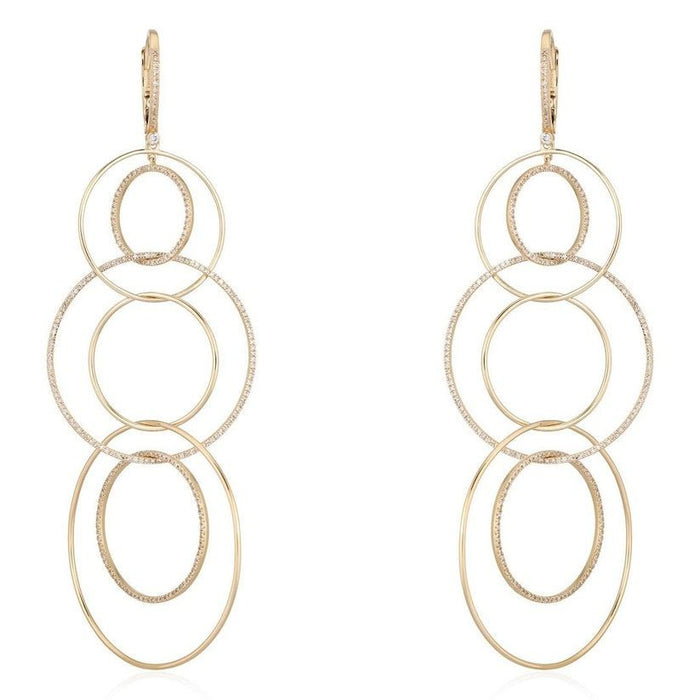 Multi Hoop Drop Earrings in 14K Yellow Gold