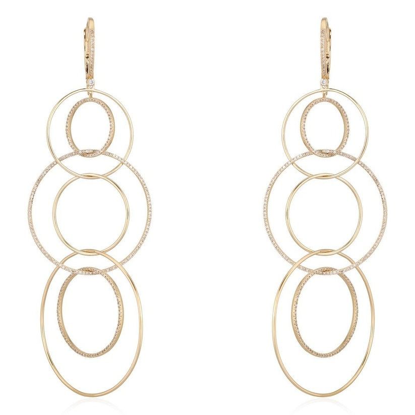 Multi Hoop Drop Earrings in 14K Yellow Gold