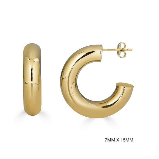 Polished Chunky Hoop Earrings in 14K Yellow Gold