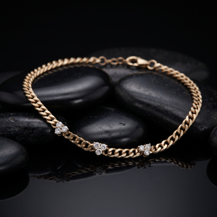 Heartbeats Diamond Accent Chain Bracelet in 14K Yellow Gold