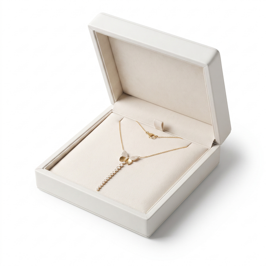 Diamond Butterfly Lariat Necklace in 14K Yellow Gold