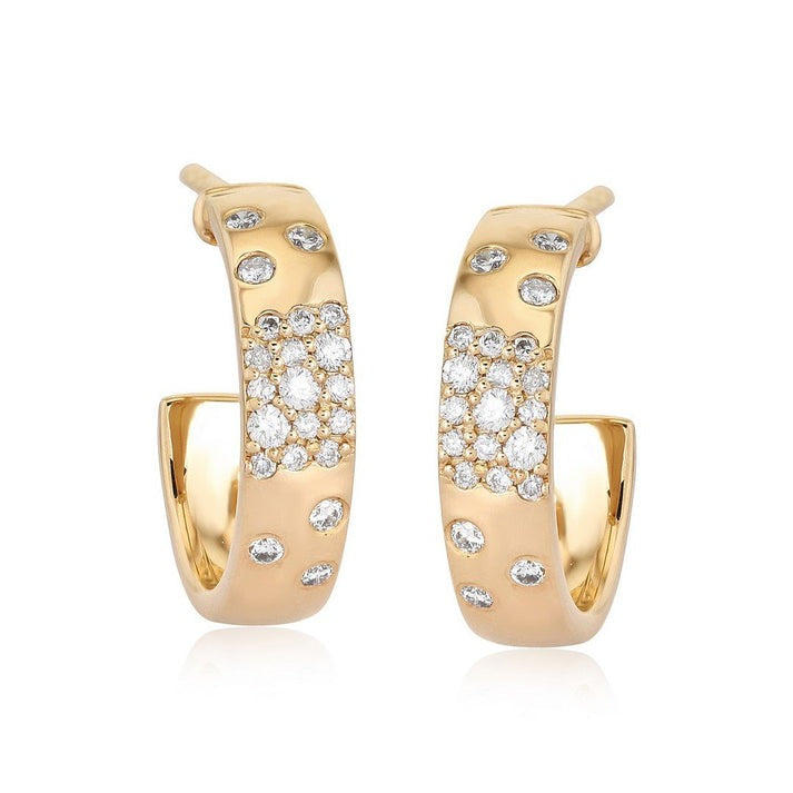 Galaxy Diamond Hoop Earrings in 14K Yellow Gold