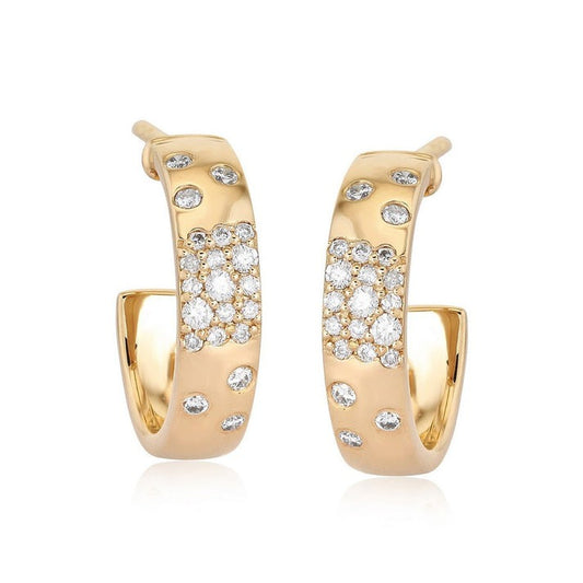 Galaxy Diamond Hoop Earrings in 14K Yellow Gold