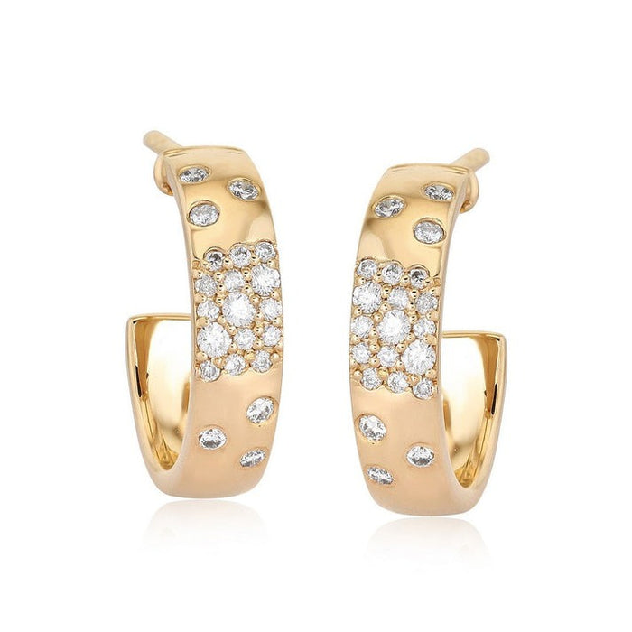 Galaxy Diamond Hoop Earrings in 14K Yellow Gold