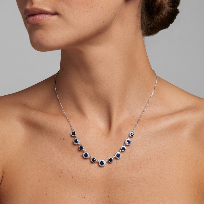 Diamond Graceful Radiance Station Necklace in 14K Yellow Gold
