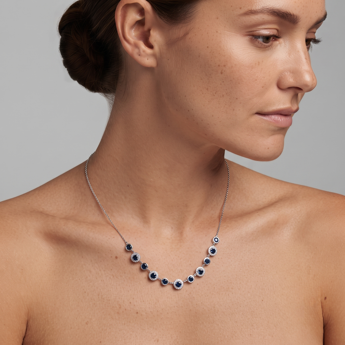 Diamond Graceful Radiance Station Necklace in 14K Yellow Gold