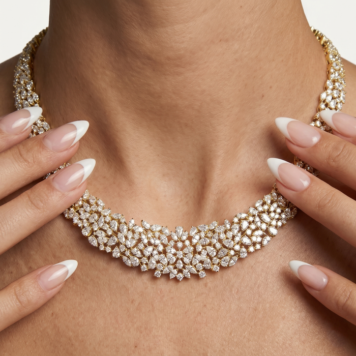 Carat Diamond Cluster Necklace in 18K Gold