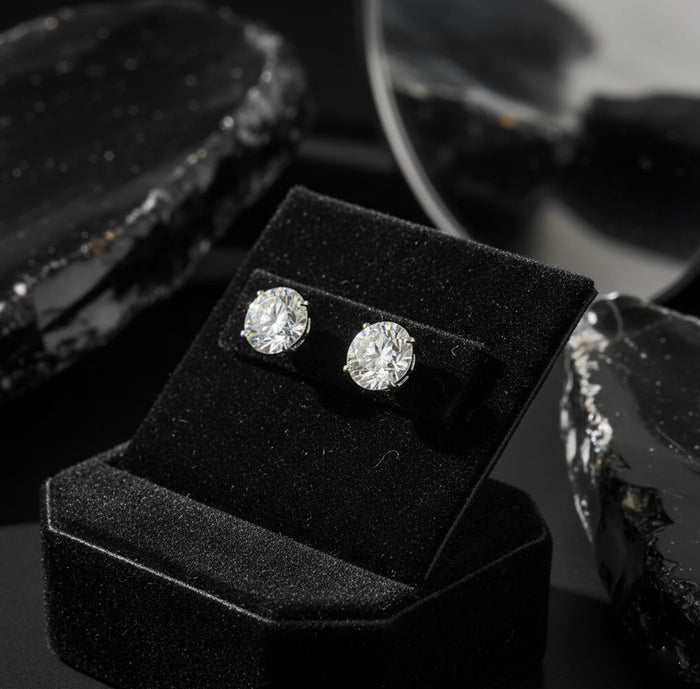Four Prong Screw Back Martini Stud Earrings in 14K Yellow Gold