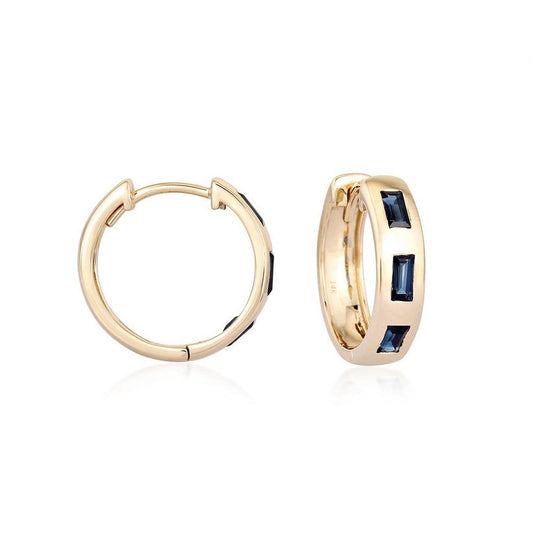 Eternal Gemstone Huggies Earrings in 14K Yellow Gold