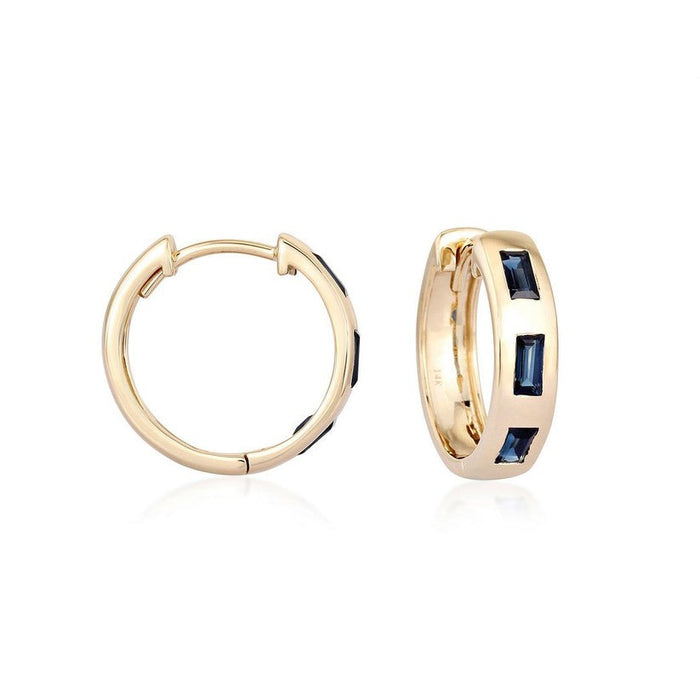 Eternal Gemstone Huggies Earrings in 14K Yellow Gold
