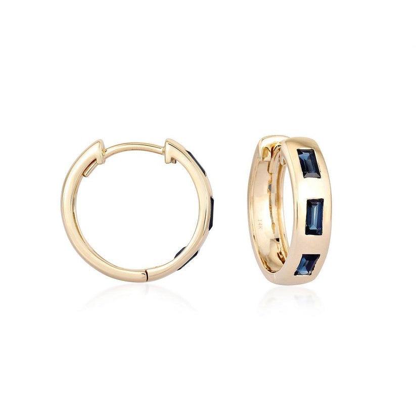 Eternal Gemstone Huggies Earrings in 14K Yellow Gold