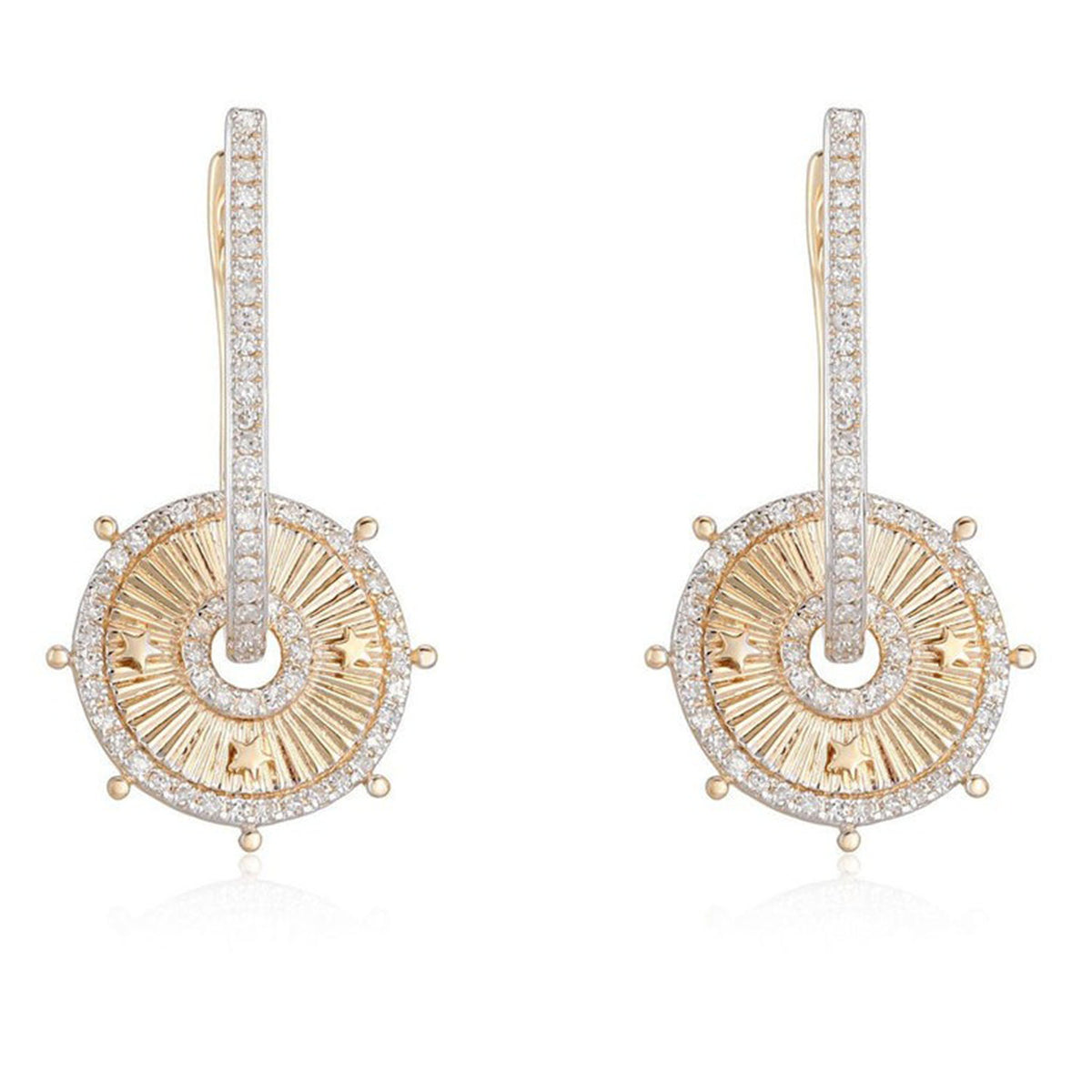 142 Diamond 14K (or 18k upon request) Yellow Gold Aura Stream Drop Earrings