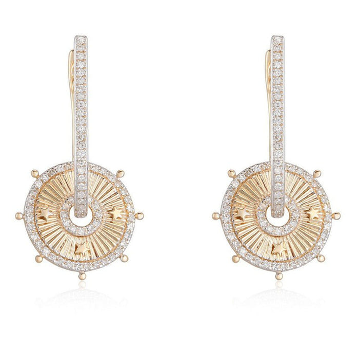 142 Diamond 14K (or 18k upon request) Yellow Gold Aura Stream Drop Earrings
