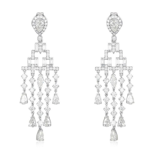 Opal Shine Diamond Drape Earrings in 18K Yellow Gold