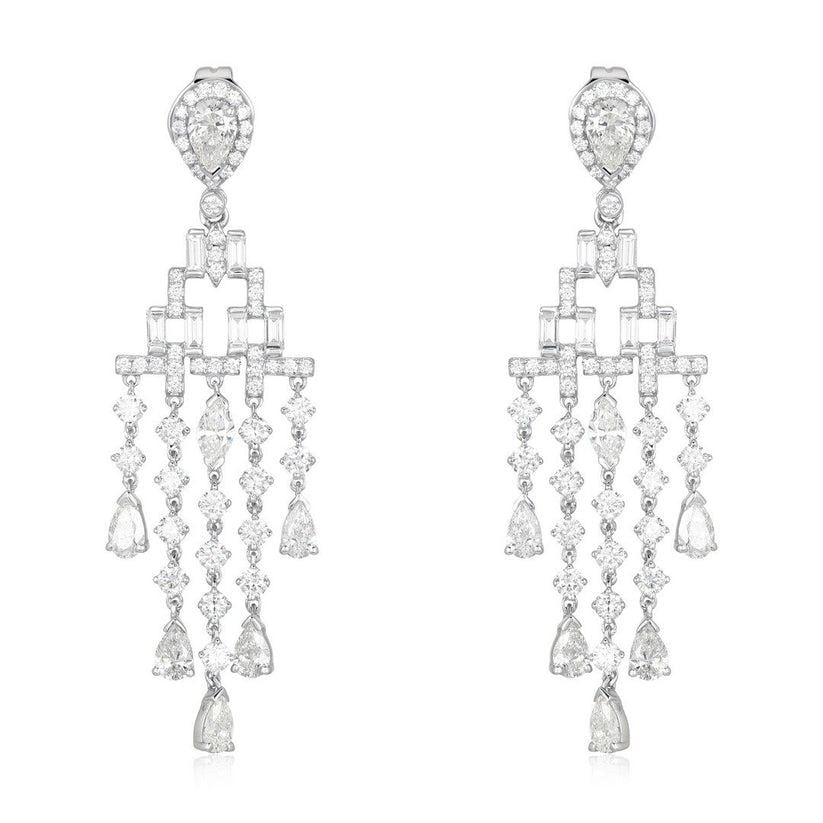 Opal Shine Diamond Drape Earrings in 18K Yellow Gold
