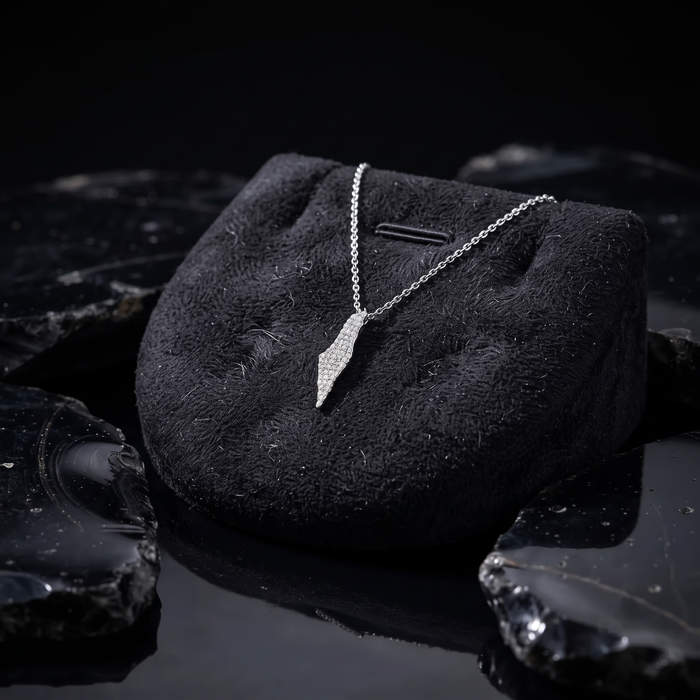 Pavé Israel Map Diamond Necklace