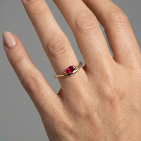 Marquise Ruby Open Band Ring in 14K Gold