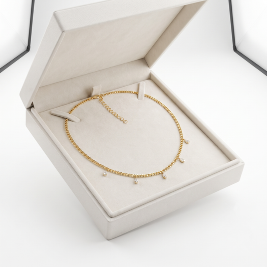Minimalist Baguette 14K (or 18k upon request) Yellow Gold Diamond Link Necklace