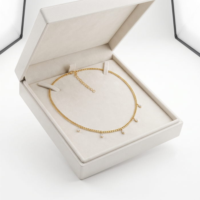 Minimalist Baguette 14K (or 18k upon request) Yellow Gold Diamond Link Necklace