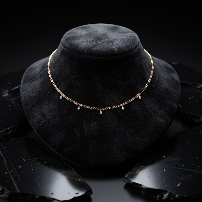 Minimalist Baguette 14K (or 18k upon request) Yellow Gold Diamond Link Necklace
