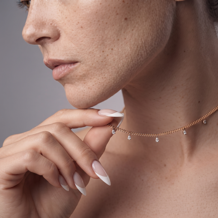 Minimalist Baguette 14K (or 18k upon request) Yellow Gold Diamond Link Necklace