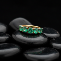 Classic Emerald 14K Yellow Gold Row Band Ring