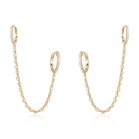 Diamond Double Chain Link Hoop Earrings in 14K Yellow Gold