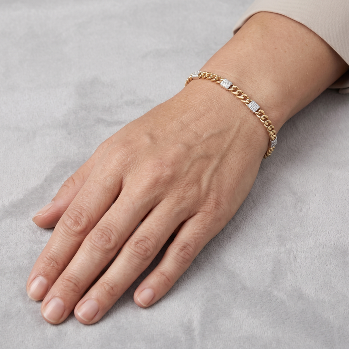 Stream Diamond Chain Link Bracelet in 14K Yellow Gold