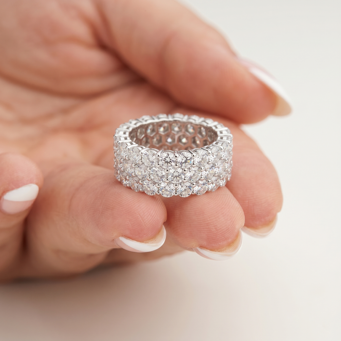 Emerald Love Diamond Eternity Ring in 14K Yellow Gold