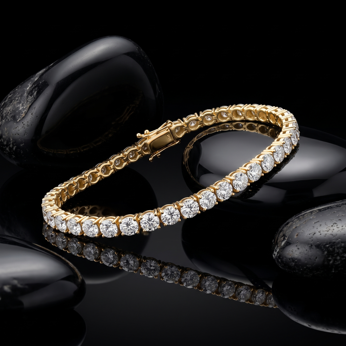 Prong Set Round Diamond Tennis Bracelet in 14K Yellow Gold