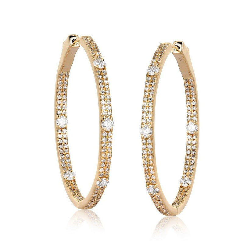Halo Diamond Huggie Earrings in 14K Yellow Gold