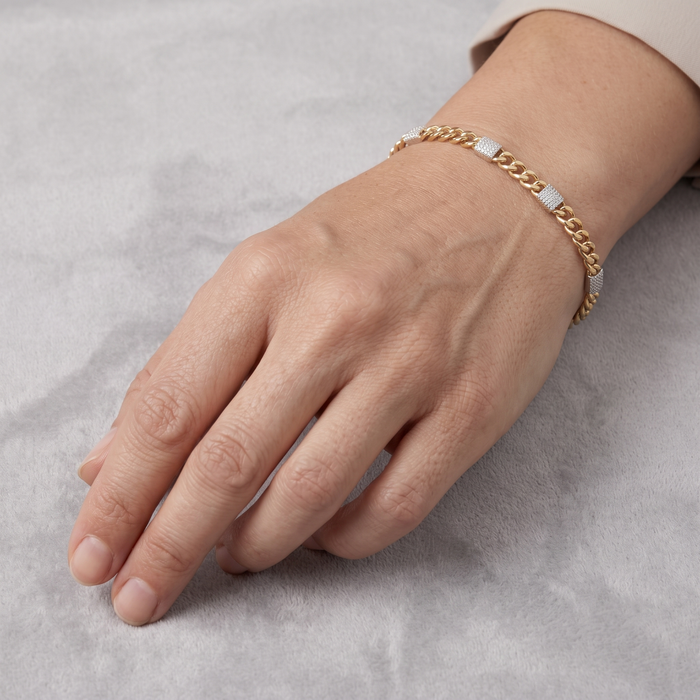 Stream Diamond Chain Link Bracelet in 14K Yellow Gold