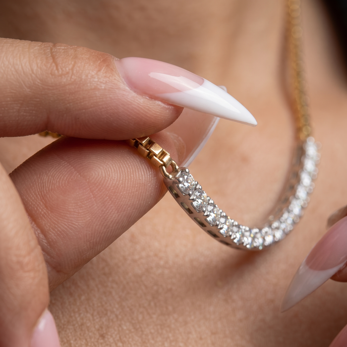 Cuban Diamond Bar Chain Necklace in 14K Yellow Gold