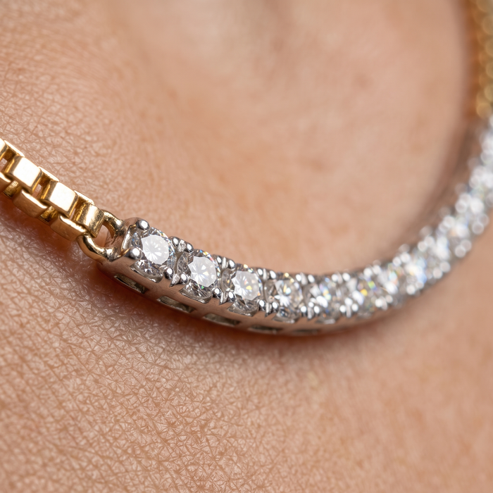 Cuban Diamond Bar Chain Necklace in 14K Yellow Gold