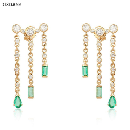Teardrop Diamond Drop Earrings in 14K Yellow Gold