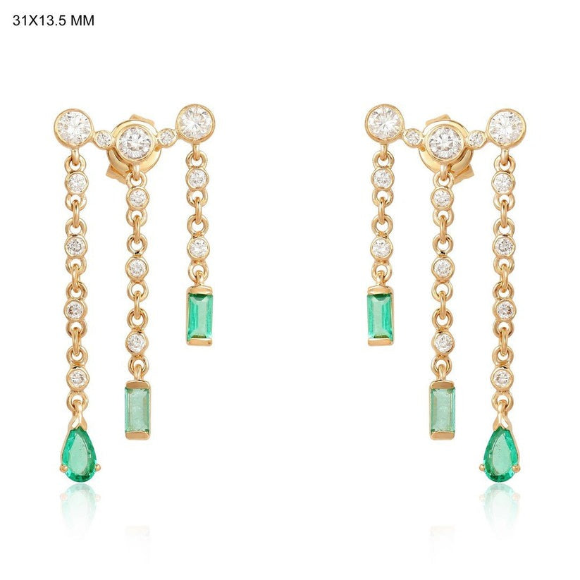 Teardrop Diamond Drop Earrings in 14K Yellow Gold