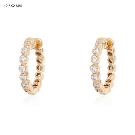 Round Diamond Aura Huggie Earrings in 14K Yellow Gold