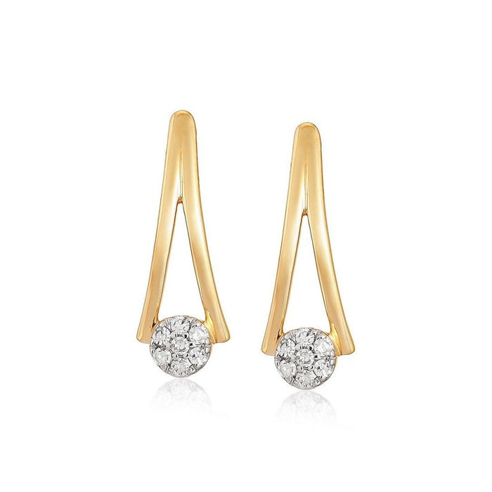 Cluster Diamond V Drop Earrings in 14K Yellow Gold
