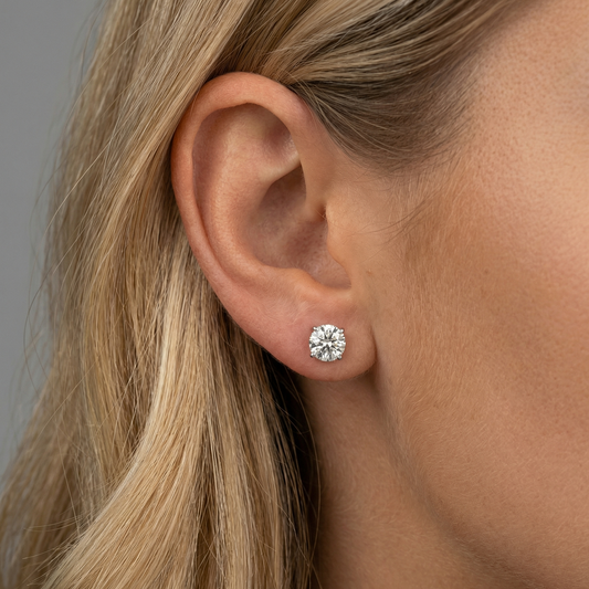 Four Prong Screw Back Martini Stud Earrings in 14K Yellow Gold