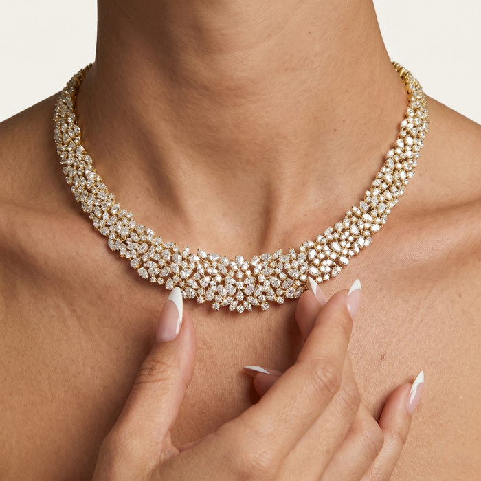 Carat Diamond Cluster Necklace in 18K Gold