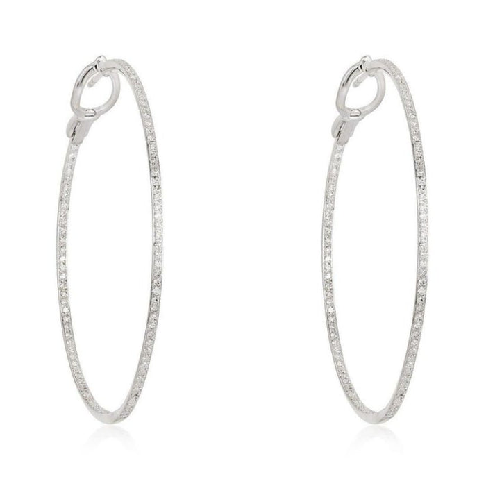 Micro Pave Slim Hoop Earrings in 14K Yellow Gold